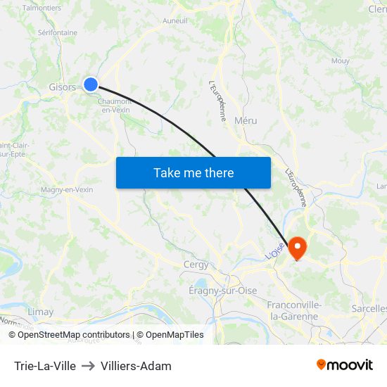 Trie-La-Ville to Villiers-Adam map