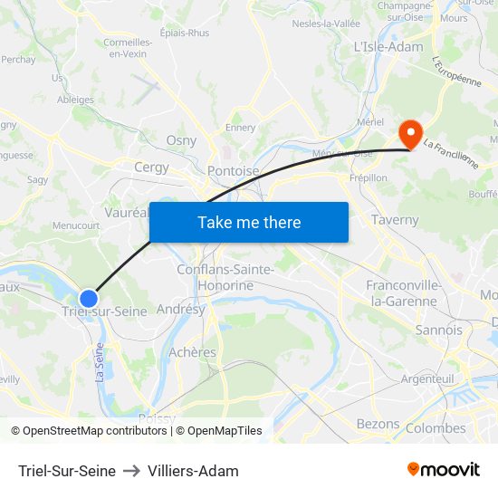 Triel-Sur-Seine to Villiers-Adam map
