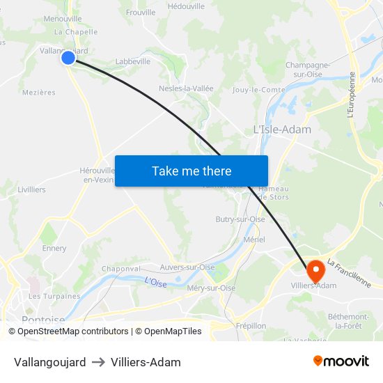 Vallangoujard to Villiers-Adam map