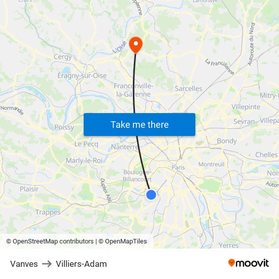 Vanves to Villiers-Adam map