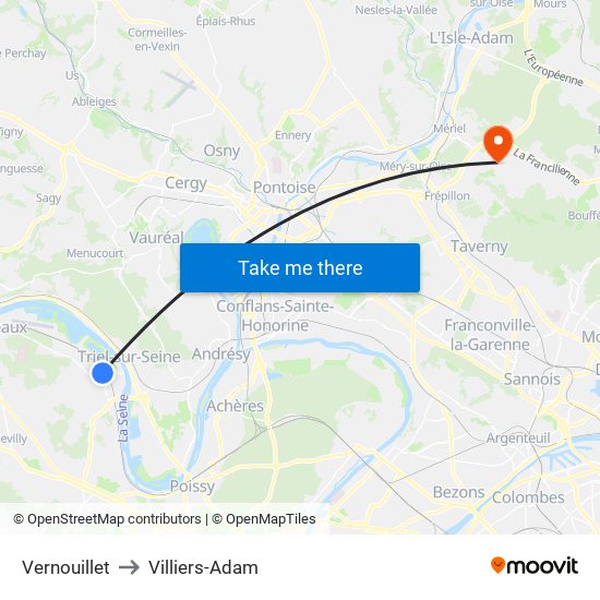 Vernouillet to Villiers-Adam map