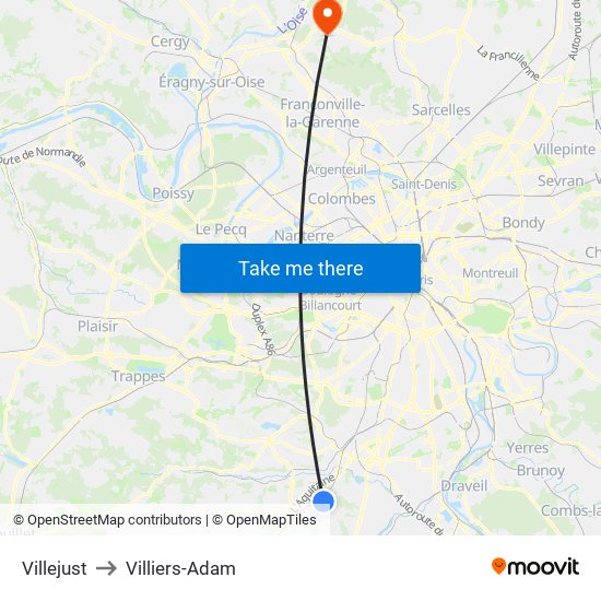 Villejust to Villiers-Adam map