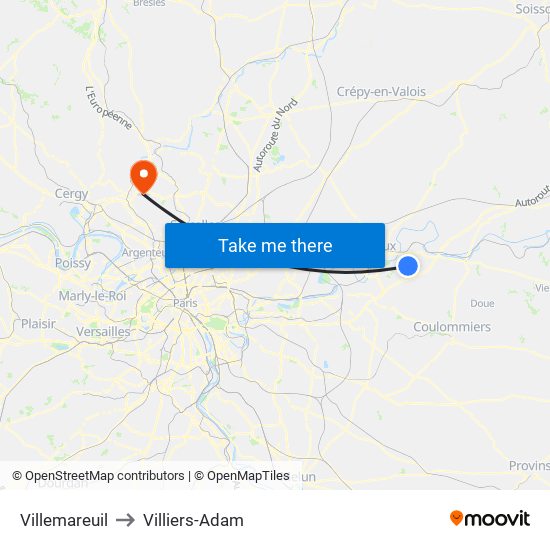Villemareuil to Villiers-Adam map