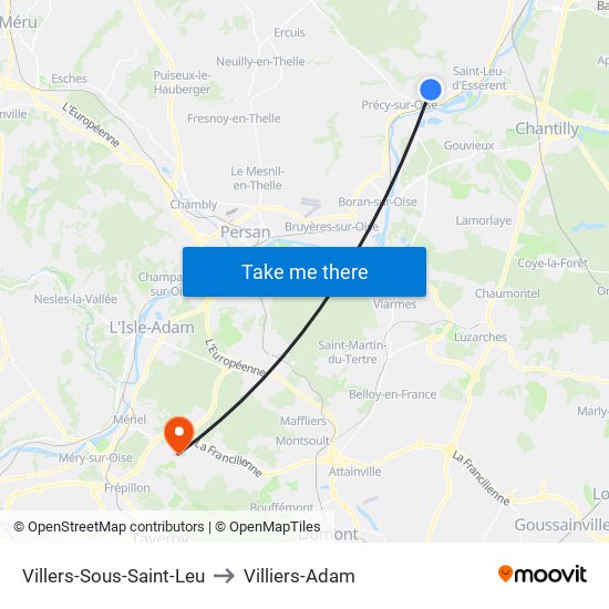 Villers-Sous-Saint-Leu to Villiers-Adam map