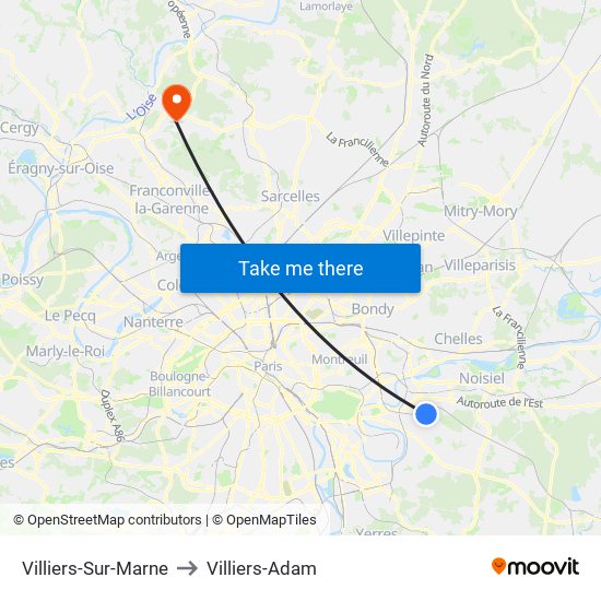 Villiers-Sur-Marne to Villiers-Adam map