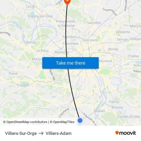 Villiers-Sur-Orge to Villiers-Adam map
