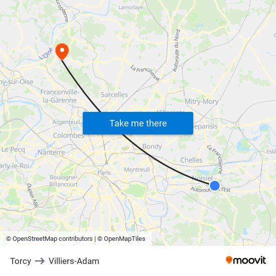 Torcy to Villiers-Adam map