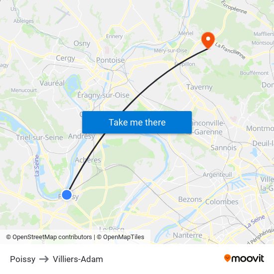 Poissy to Villiers-Adam map