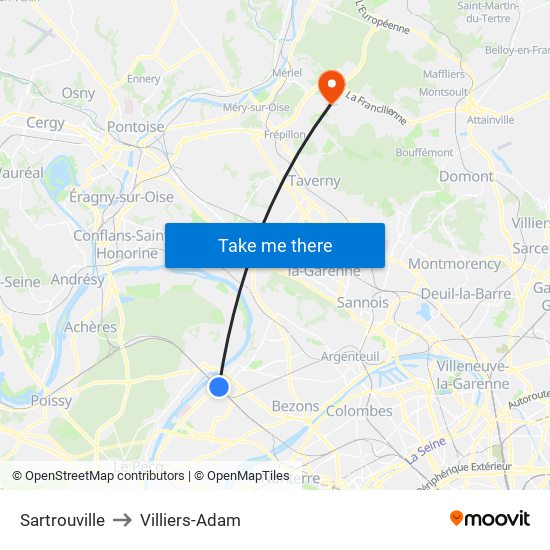 Sartrouville to Villiers-Adam map