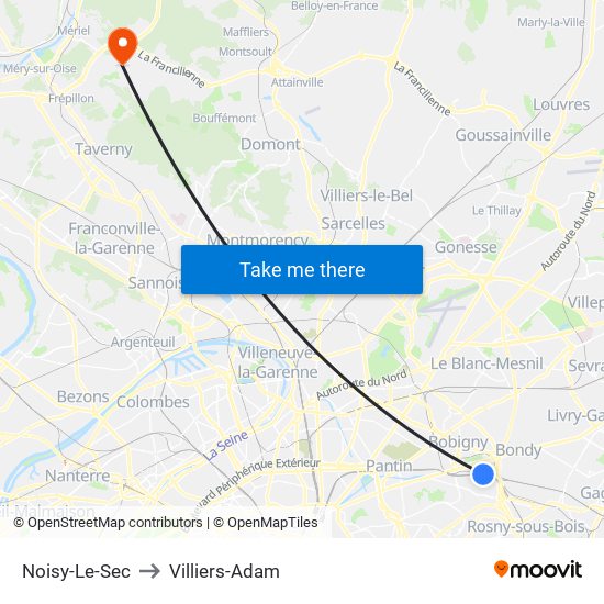 Noisy-Le-Sec to Villiers-Adam map