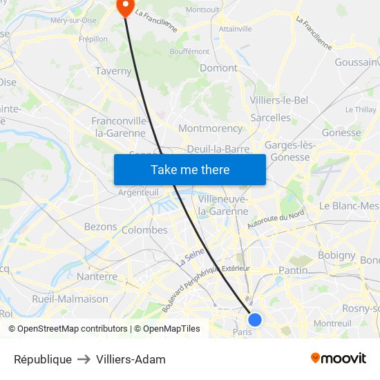 République to Villiers-Adam map