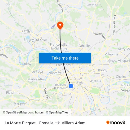 La Motte-Picquet - Grenelle to Villiers-Adam map
