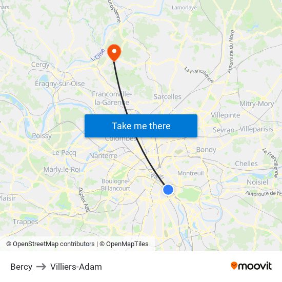 Bercy to Villiers-Adam map