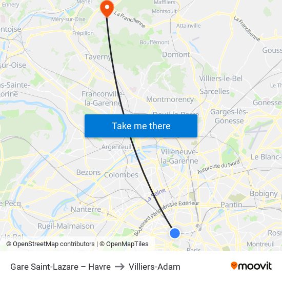 Gare Saint-Lazare – Havre to Villiers-Adam map