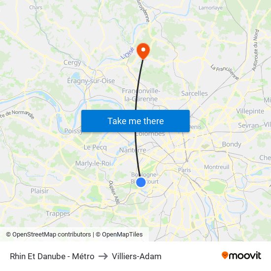 Rhin Et Danube - Métro to Villiers-Adam map