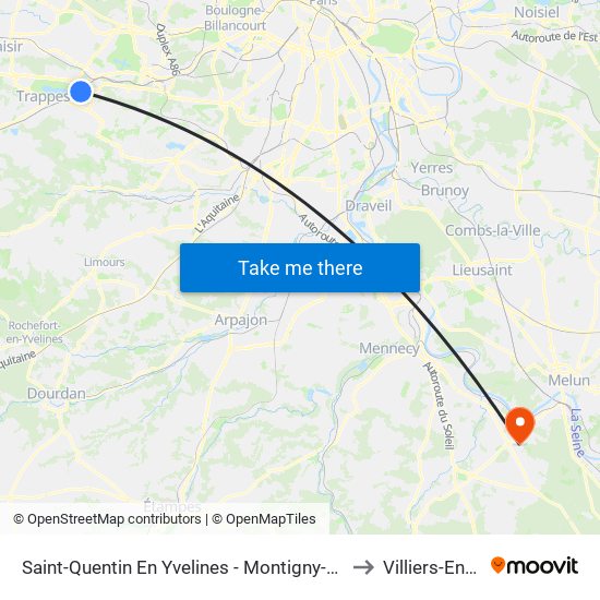 Saint-Quentin En Yvelines - Montigny-Le-Bretonneux to Villiers-En-Biere map