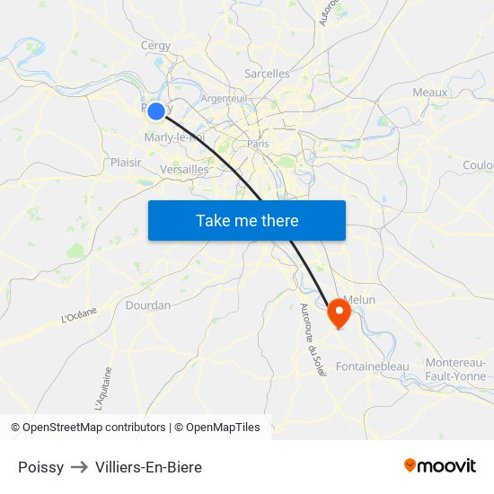 Poissy to Villiers-En-Biere map