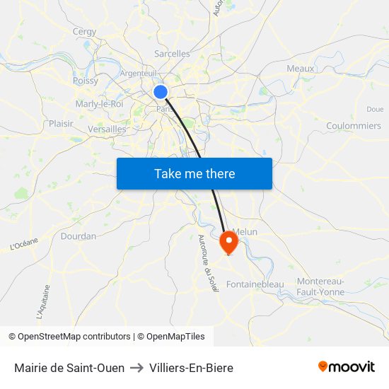 Mairie de Saint-Ouen to Villiers-En-Biere map