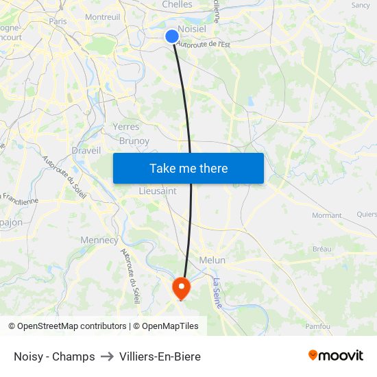 Noisy - Champs to Villiers-En-Biere map