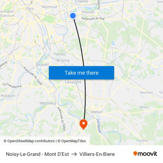 Noisy-Le-Grand - Mont D'Est to Villiers-En-Biere map