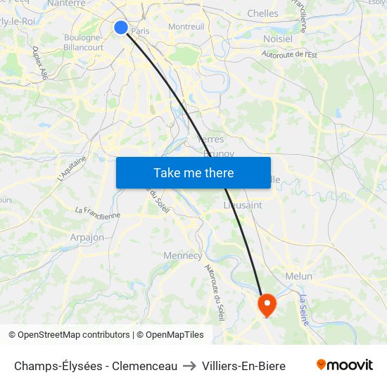 Champs-Élysées - Clemenceau to Villiers-En-Biere map
