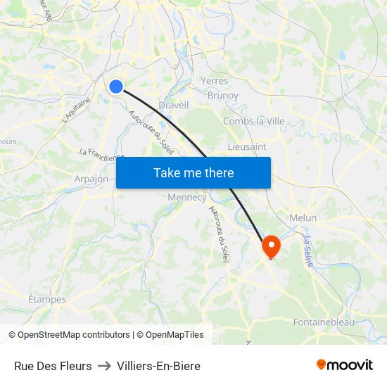 Rue Des Fleurs to Villiers-En-Biere map