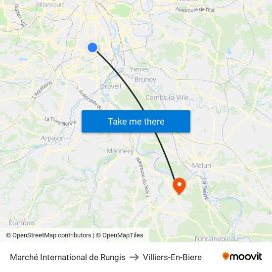Marché International de Rungis to Villiers-En-Biere map