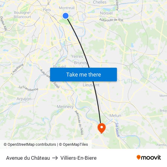 Avenue du Château to Villiers-En-Biere map