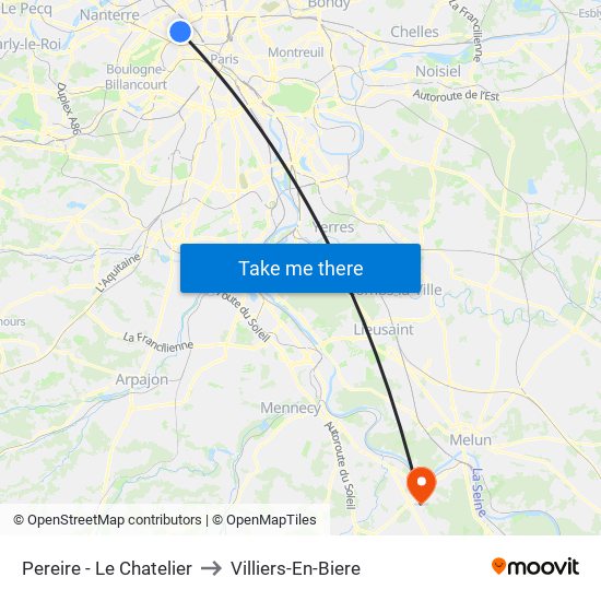 Pereire - Le Chatelier to Villiers-En-Biere map