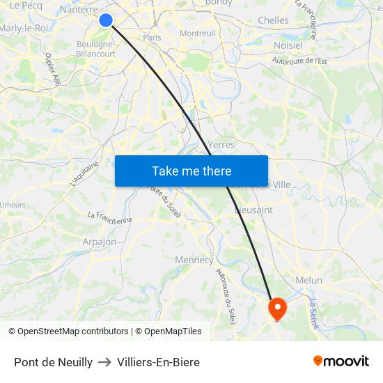 Pont de Neuilly to Villiers-En-Biere map