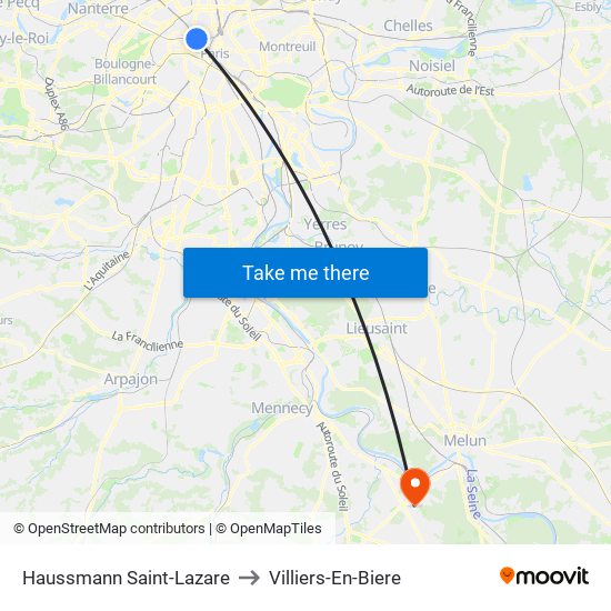 Haussmann Saint-Lazare to Villiers-En-Biere map