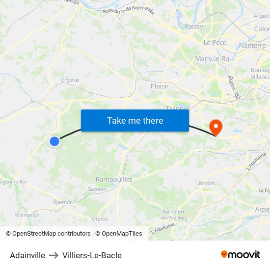 Adainville to Villiers-Le-Bacle map