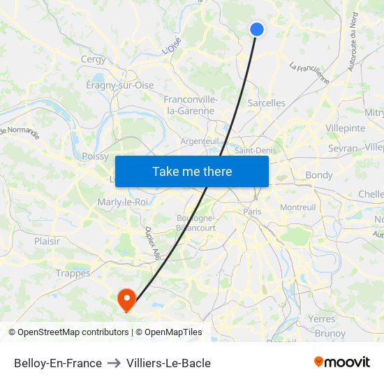 Belloy-En-France to Villiers-Le-Bacle map
