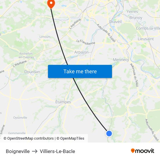 Boigneville to Villiers-Le-Bacle map