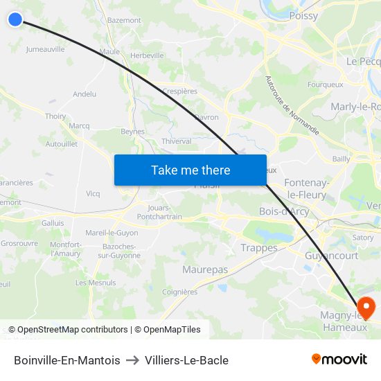 Boinville-En-Mantois to Villiers-Le-Bacle map