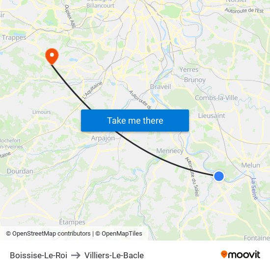 Boissise-Le-Roi to Villiers-Le-Bacle map