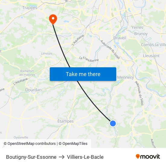 Boutigny-Sur-Essonne to Villiers-Le-Bacle map