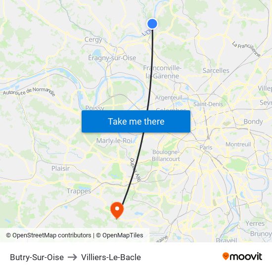 Butry-Sur-Oise to Villiers-Le-Bacle map