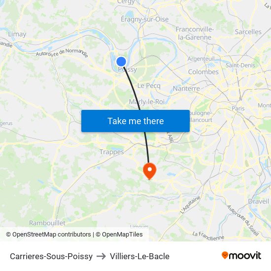 Carrieres-Sous-Poissy to Villiers-Le-Bacle map