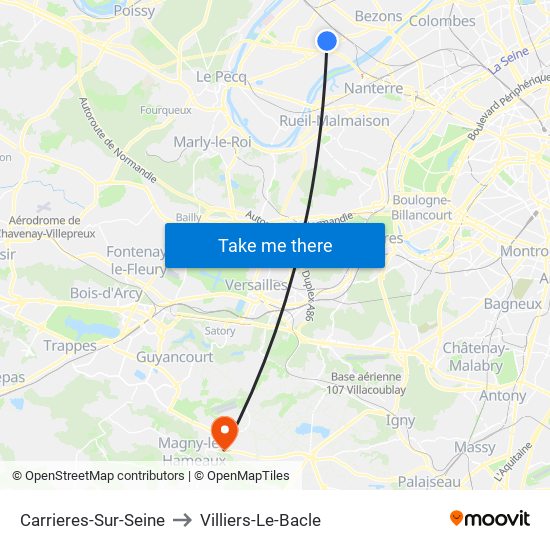 Carrieres-Sur-Seine to Villiers-Le-Bacle map