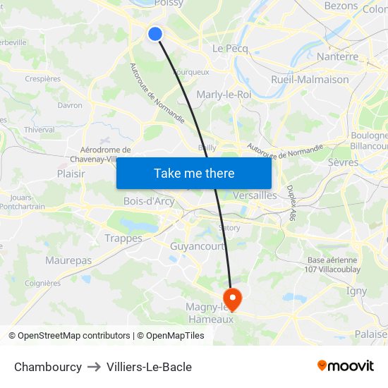 Chambourcy to Villiers-Le-Bacle map