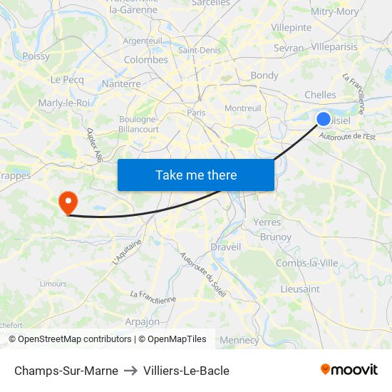 Champs-Sur-Marne to Villiers-Le-Bacle map