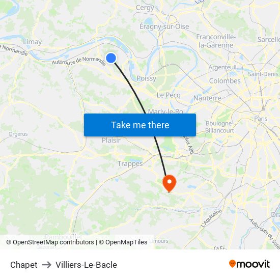 Chapet to Villiers-Le-Bacle map