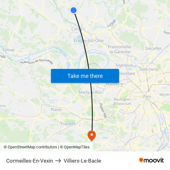 Cormeilles-En-Vexin to Villiers-Le-Bacle map