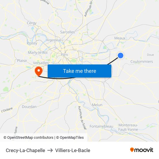 Crecy-La-Chapelle to Villiers-Le-Bacle map