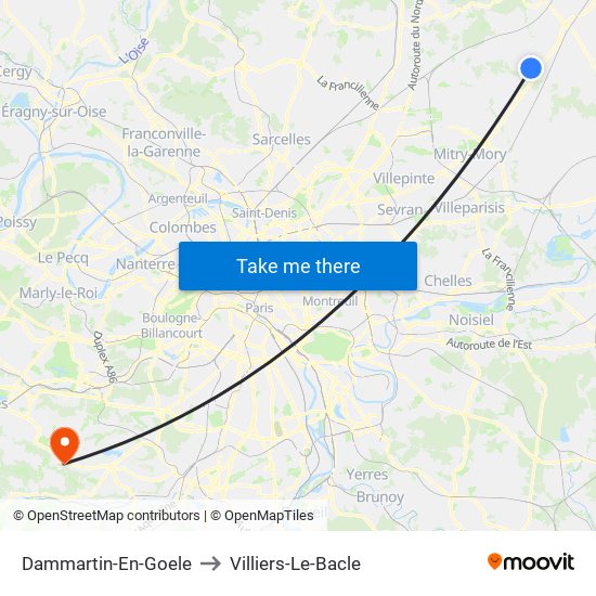 Dammartin-En-Goele to Villiers-Le-Bacle map