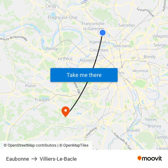 Eaubonne to Villiers-Le-Bacle map