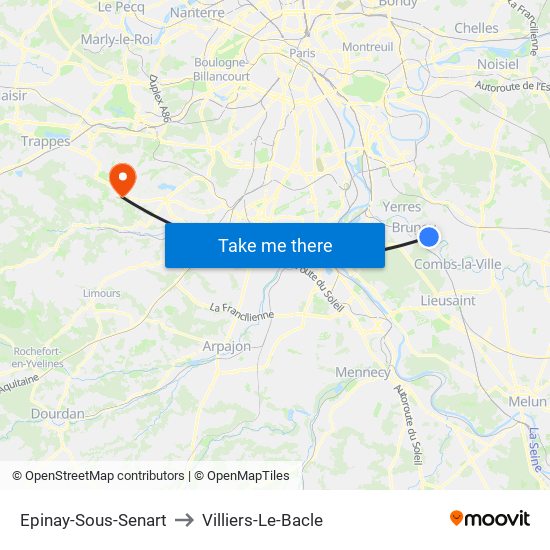 Epinay-Sous-Senart to Villiers-Le-Bacle map