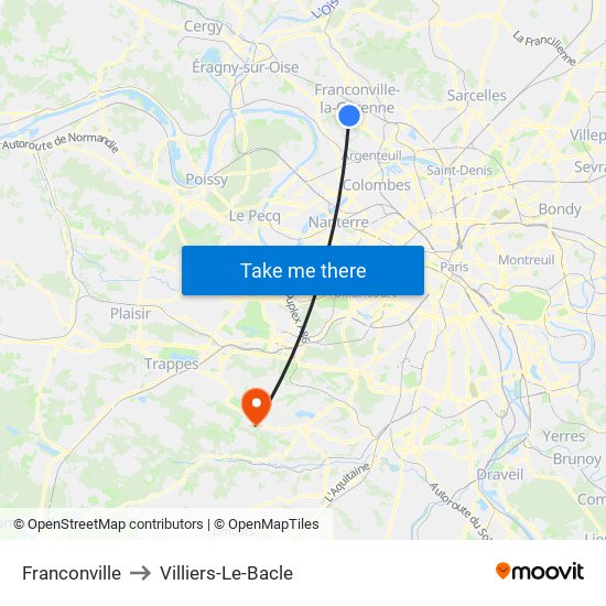 Franconville to Villiers-Le-Bacle map
