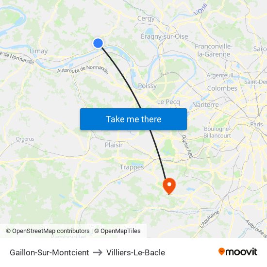 Gaillon-Sur-Montcient to Villiers-Le-Bacle map
